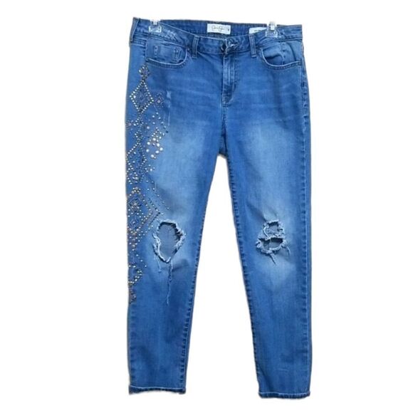 Jessica Simpson Blue Distressed Jeans Sz 28 - Picture 1 of 10